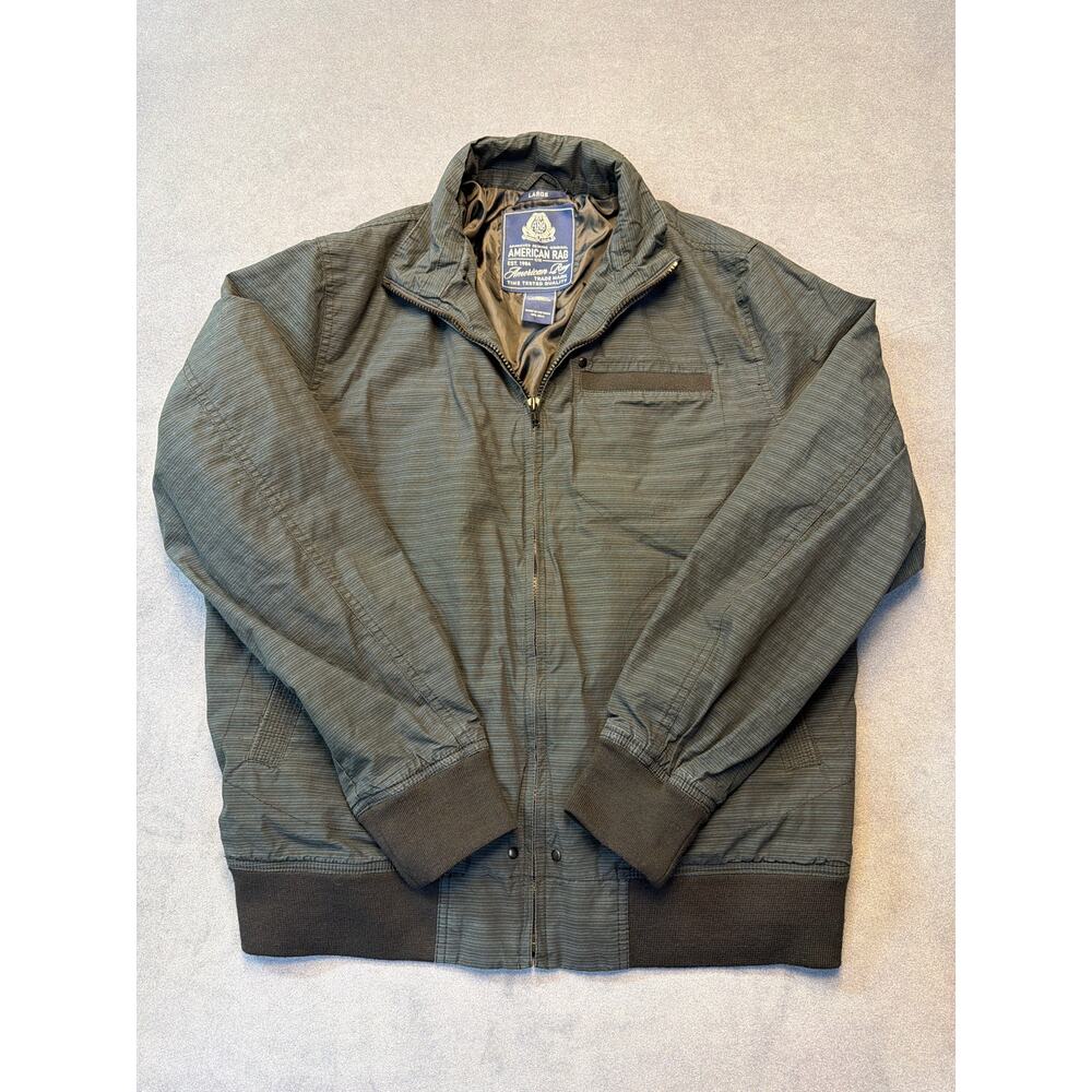 American Rag Men’s Size Large Charcoal Gray Striped Windbreaker Jacket